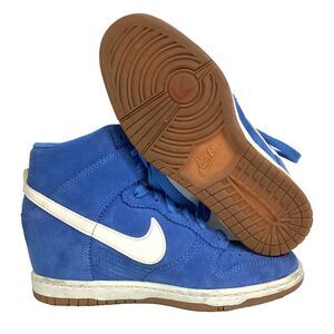 Nike Dunk Sky High -Women's Sz 7 -Blue Suede -Hidden Wedge High Tops- 528899-400